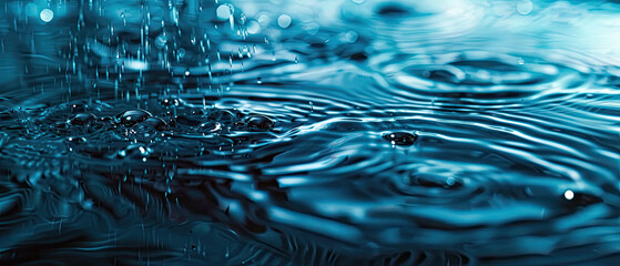 fresh water droplets, photo realistic, natural, with fresh water splashes, fresh blue , Generate AI