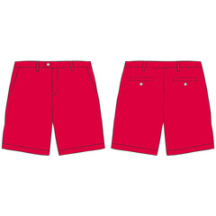 red chino short pants mockup illustration