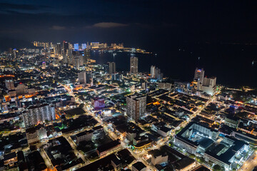 Fototapeta premium The Cityscape of Georgetown on Penang in Malaysia Asia in the Night Time