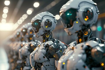 Fototapeta premium Advanced robots working in a factory, AI generated