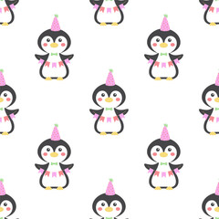 birthday pattern with penguin