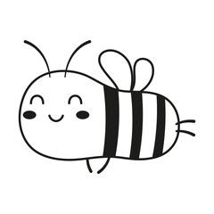 outline cartoon bee isolated