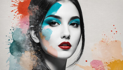 painted face woman abstract colors
