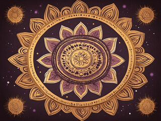 Diwali Fest mandala ethnicity icon design.