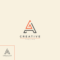 GA letter logo, initial GA letter modern minimalist vector stock logo