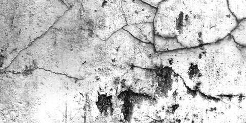 Black and white old concrete wall texture grunge overlay with cracks and scratches decorative vintage vector background.