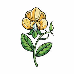 Sweet Pea flower cartoon style Icon Vector clipart Illustration