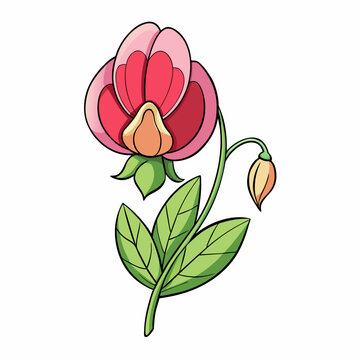 recommend clip art: Sweet Pea flower cartoon style Icon Vector clipart Illustration