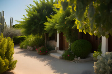 Vegetation in Greece. Plants, cacti. Rhodes island. Summer vacation. Euro-trip.