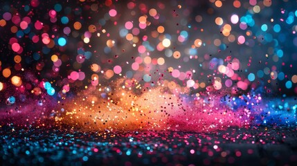 A captivating image with sparkling confetti rain and bokeh light effects creating a sense of celebration and joy