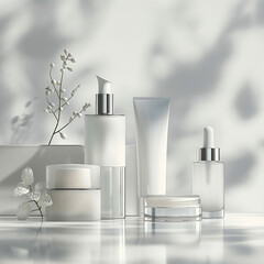 3d render cosmetic blank mock up with white background