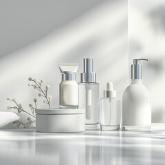 3d render cosmetic blank mock up with white background