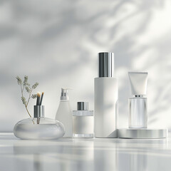 3d render cosmetic blank mock up with white background