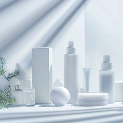 3d render cosmetic blank mock up with white background