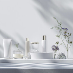 3d render cosmetic blank mock up with white background