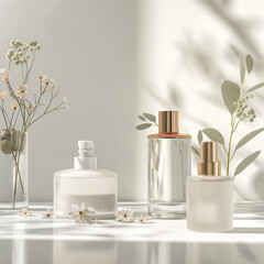 3d render cosmetic blank mock up with white background