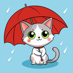 cute-kitten-under-a-red-umbrella