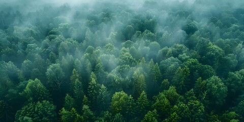 Capturing Carbon Emissions: Aerial View of Dense Forest for Environmental Sustainability. Concept Environmental Conservation, Aerial Photography, Carbon Capture, Sustainability, Forest Preservation