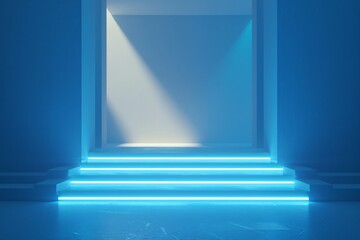 Obraz premium Blue Architectural Space Platform Business Background