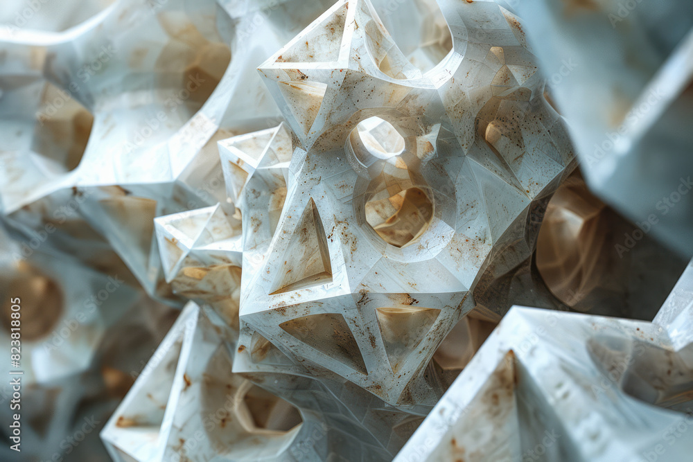 Aufkleber abstract illustration of a nest composed of interlocking geometric shapes, such as triangles and hex