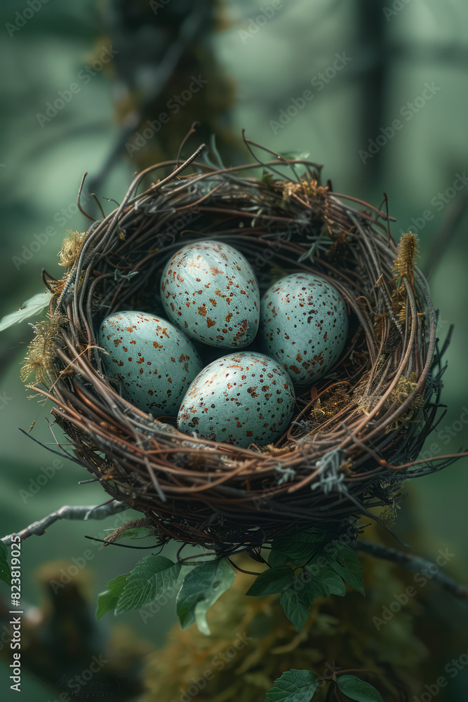 Aufkleber illustration of a nest using overlapping circles and ellipses, representing the layers and intricacy