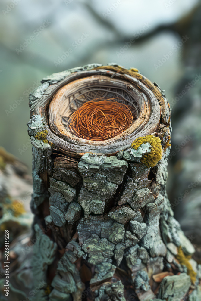 Poster depiction of a nest made from a series of concentric circles, representing the protective and nurtur