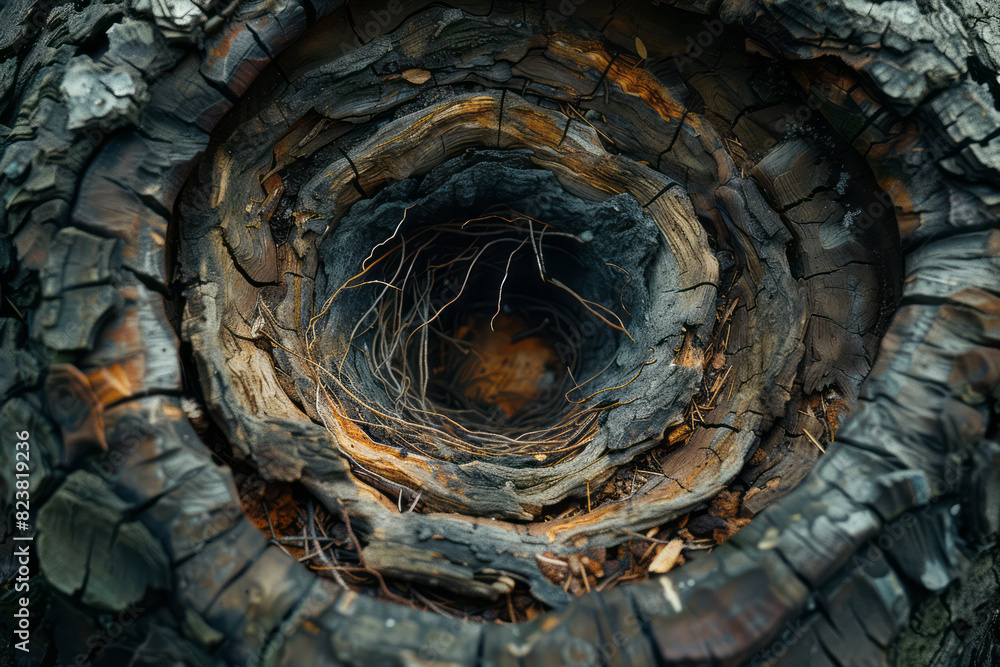 Aufkleber abstract image of a nest with a geometric core and organic outer layers, symbolizing the integration