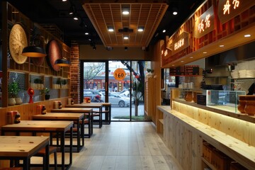 quick service restaurant interior . ai generated