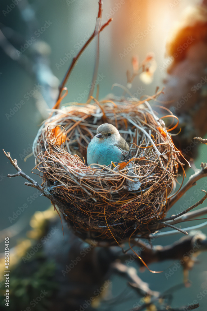 Aufkleber abstract illustration of a nest using a combination of sharp and soft lines, representing the dualit