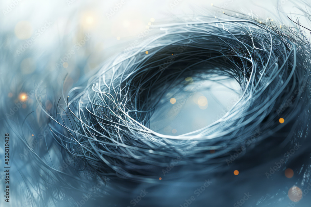 Aufkleber artistic rendering of a nest made from a web of interconnected geometric shapes, creating a complex 