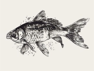 fish drawings in a vintage style stand out elegantly against a pristine white backdrop