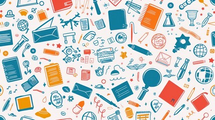 many icons on the topic of education. vector background