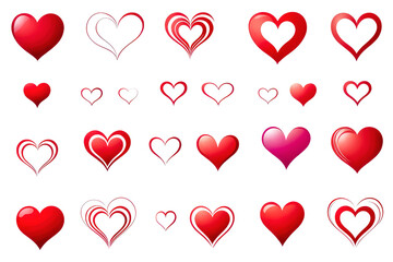 heart icon set isolated on white transparent png clip art