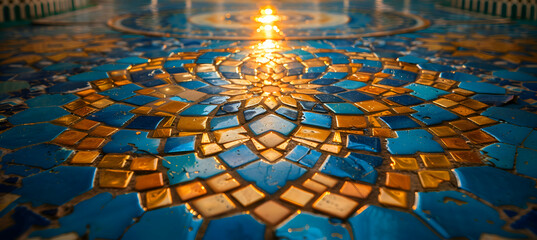 Obraz premium Close-up of an intricate Islamic mosaic on a wall