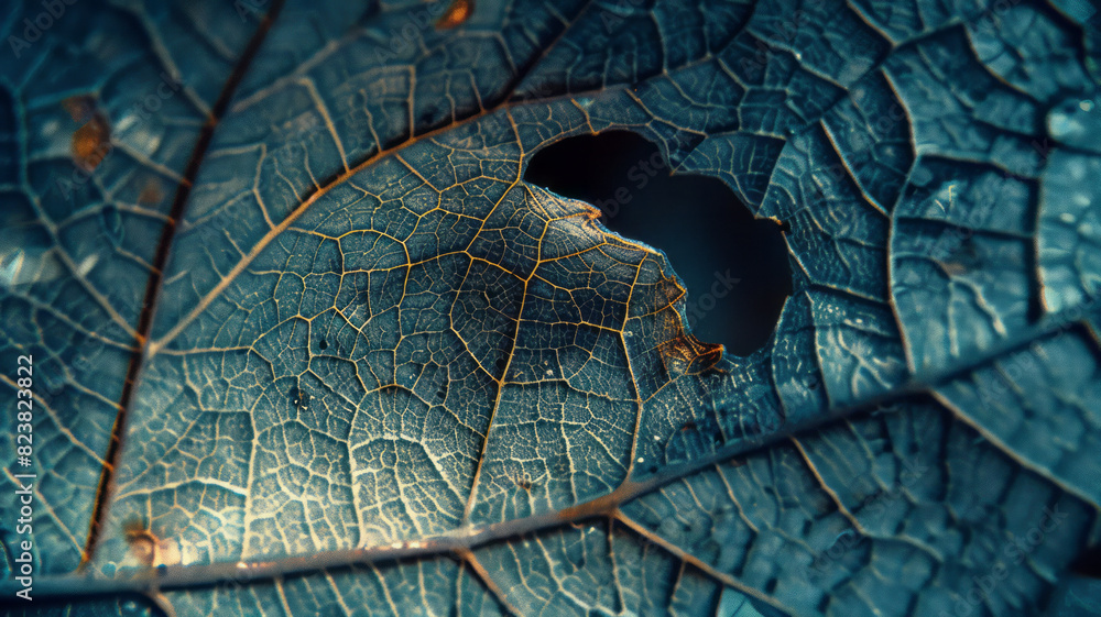Aufkleber An artistic rendering of a convex lens magnifying the details of a leaf, with the veins and textures brought into sharp focus,