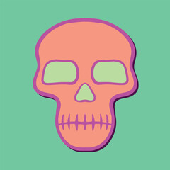colorfull skull art hand drawn cartoon illustration
