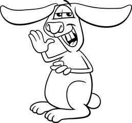 cartoon lop eared rabbit animal character coloring page