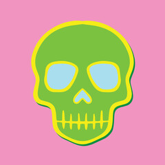 colorfull skull art hand drawn cartoon illustration
