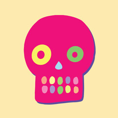 colorfull skull art hand drawn cartoon illustration
