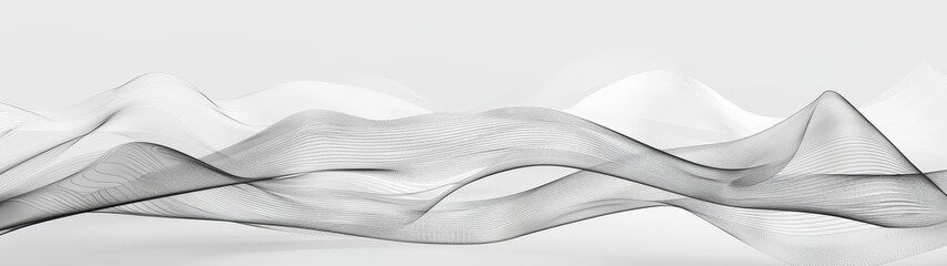 Serene Minimalist Composition of Charcoal Thin Lines on White Background