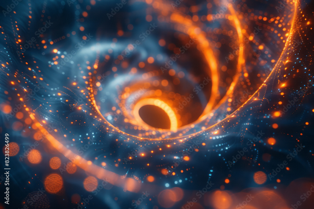 Fototapete Abstract image of a lens projecting beams of light that morph into fractal patterns,