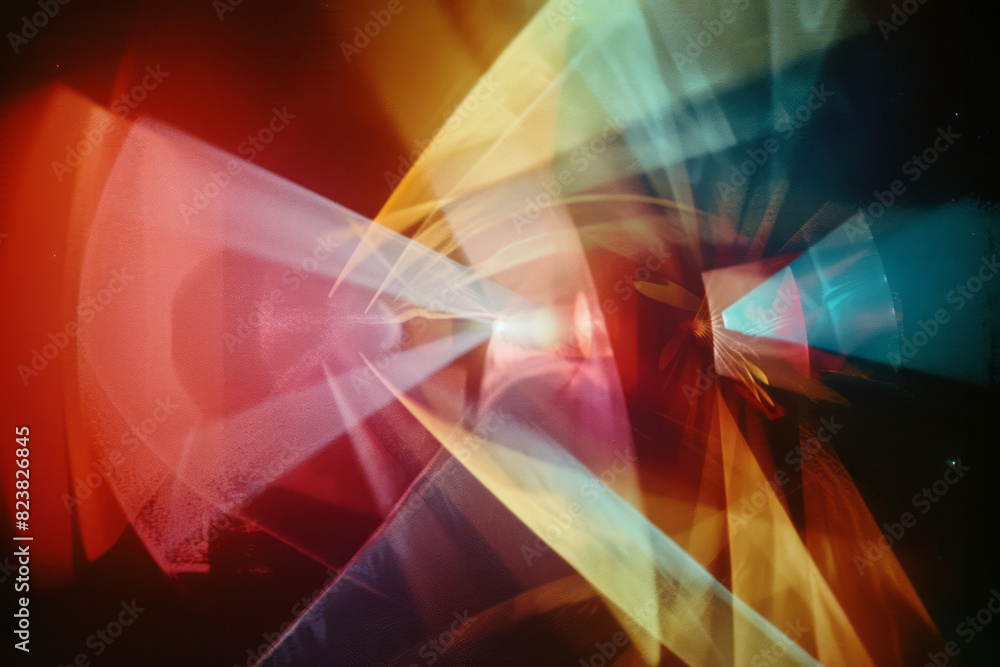 Aufkleber a lens projecting a cone of light that splits into a spectrum of colors, each forming unique abstrac