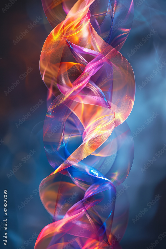 Aufkleber artistic rendering of a lens emitting beams of light that form abstract, flowing ribbons of color,