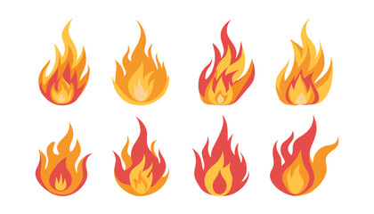 Bonfire cartoon. Fiery fire, bright fireball, hot flames and red hot bonfire, bonfire, red fiery flames isolated vector illustration.