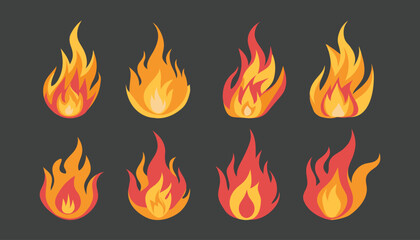 Bonfire cartoon. Fiery fire, bright fireball, hot flames and red hot bonfire, bonfire, red fiery flames isolated vector illustration.