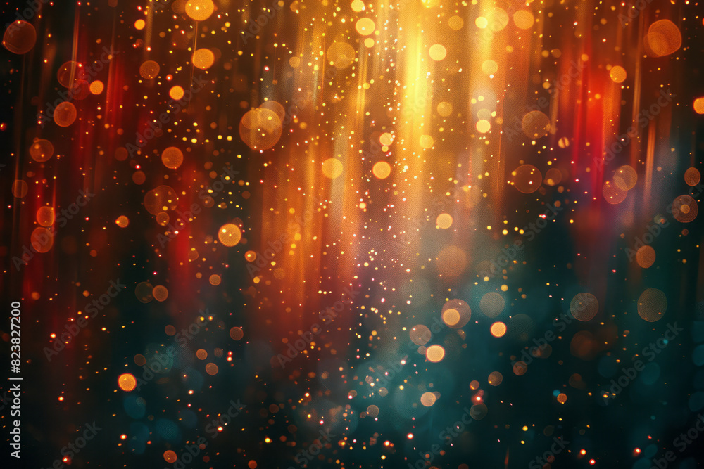 Aufkleber Scene of a lens surrounded by floating particles of light, each particle casting a small, abstract pattern,