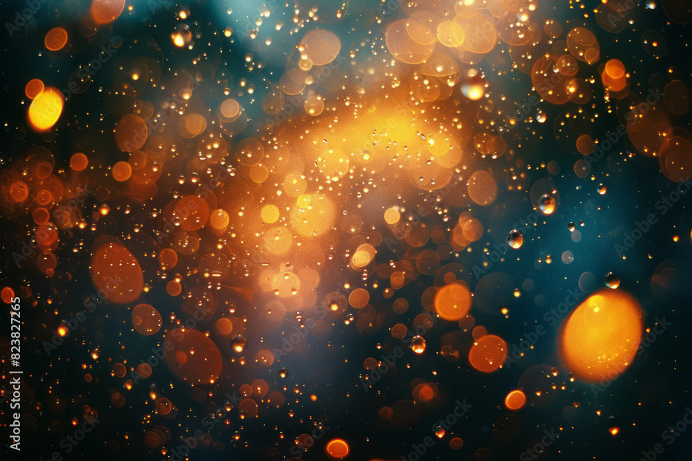 Poster Scene of a lens surrounded by floating particles of light, each particle casting a small, abstract pattern,