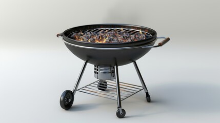 A black grill with a wooden board on top of it