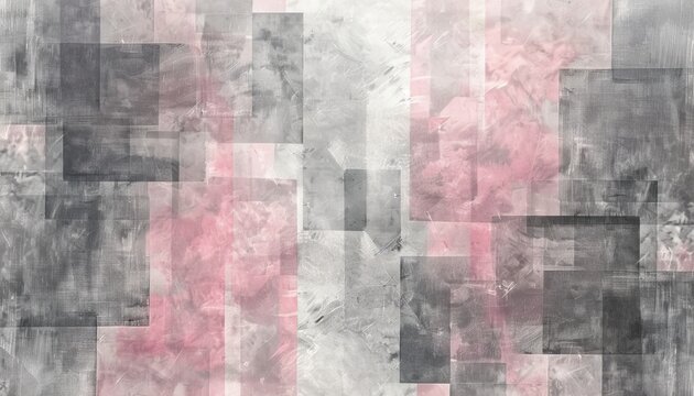 Quantum algorithmic patterns in pink salt and charcoal gray tones on a minimal background with negative space.