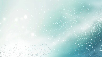 Minimalistic scientific conference poster design in aquamarine, sky blue, white, silver, and mint green with digital particles and vast negative space.